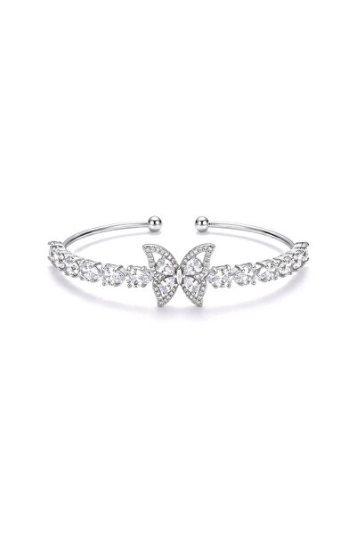 h&b design jewel Çelik Silver Kelebekli Kelepçe Bileklik