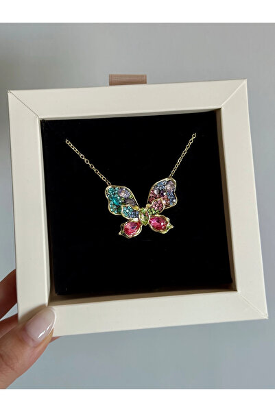 h&b design jewel Renkli Kelebek Kolye