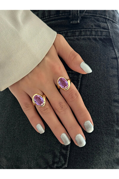 h&b design jewel Mor Kristal Taşlı Yüzük