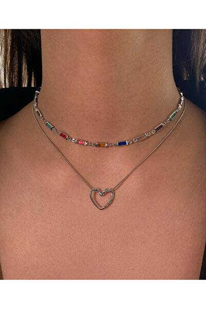 h&b design jewel Silver Baget Taşlı Choker