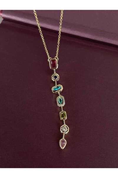 h&b design jewel Çelik Baget Taşlı Tasarım Kolye