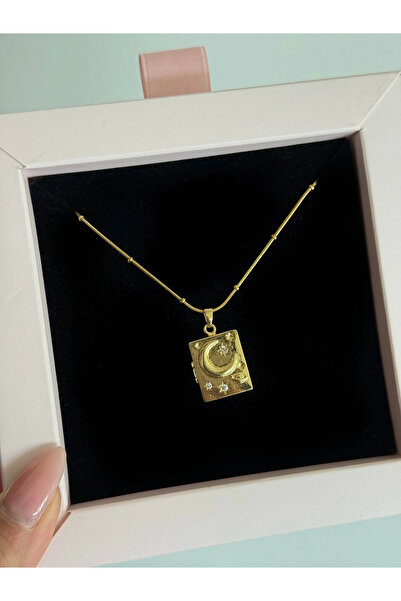 h&b design jewel Çelik Hilal Detaylı Açılır Kapanır Kolye