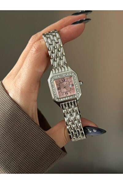 h&b design jewel Silver Pink Stone Wristwatch