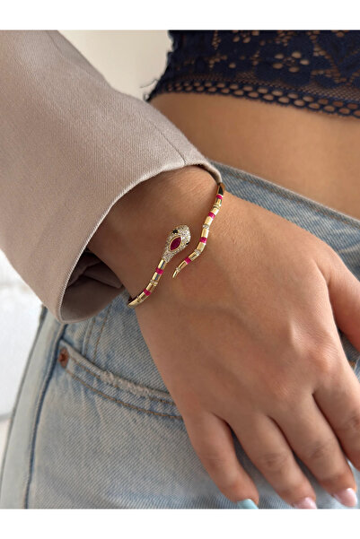 h&b design jewel Vip Pembe Yılan Kelepçe Bileklik