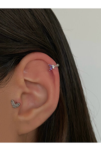 h&b design jewel Cerrahi Çelik Silver Kelebekli Halka Piercing