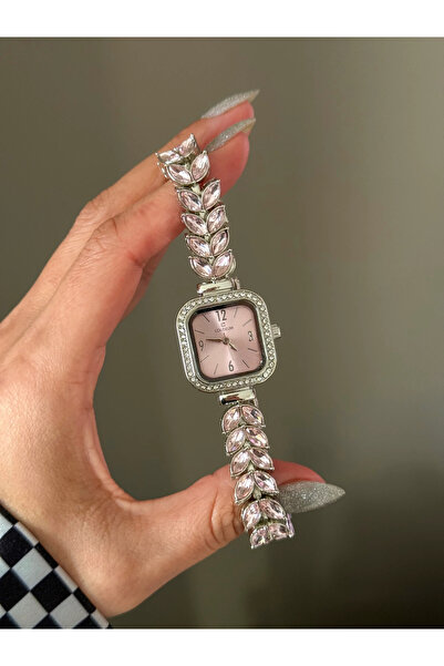 h&b design jewel Pink Crystal Stone Wrist Watch