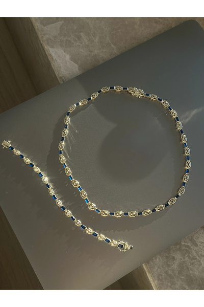 h&b design jewel Lacivert Baget Taşlı Set