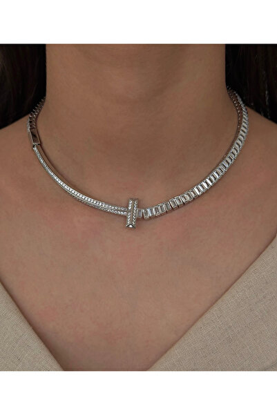 h&b design jewel Vip Silver Baget Taşlı Kolye
