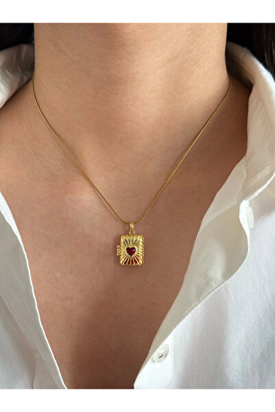h&b design jewel Steel Red Heart Pendant with Cover