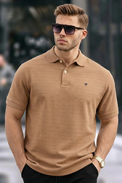 COMBİNE MİCHAİL Muška Osnovni smeđa udobna polo majica