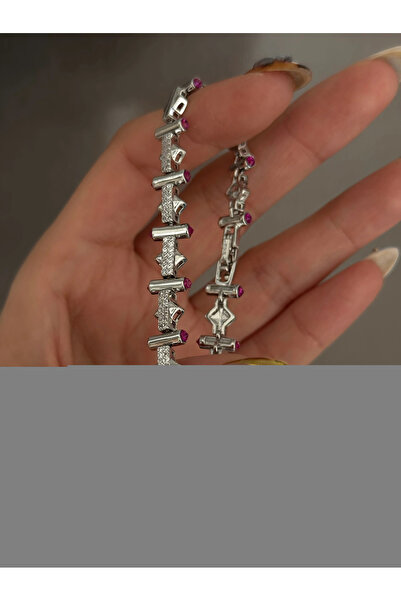 h&b design jewel Çelik Pembe Taşlı Bileklik