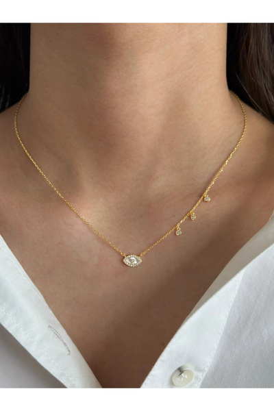 h&b design jewel 925 Ayar Gümüş Sedefli Göz Kolye