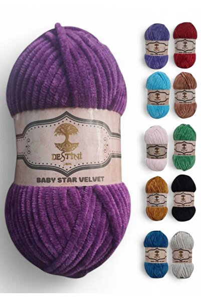 destini Velvet Knitting Thread 100 gr 120 Mt Baby Blanket, Cardigan, Poncho, ...