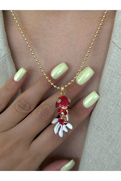 h&b design jewel Steel Red Fish Necklace
