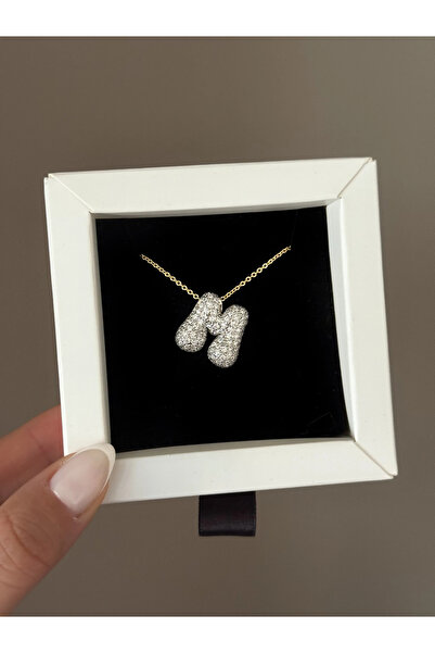 h&b design jewel Çelik Mix Balon M Harfli Kolye