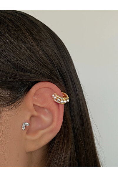 h&b design jewel Cerrahi Çelik Gold İncili Halka Piercing