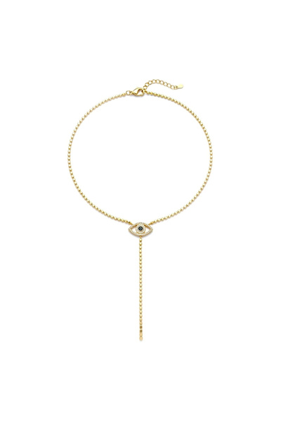 h&b design jewel Steel Navy Blue Eye Detail Y Necklace
