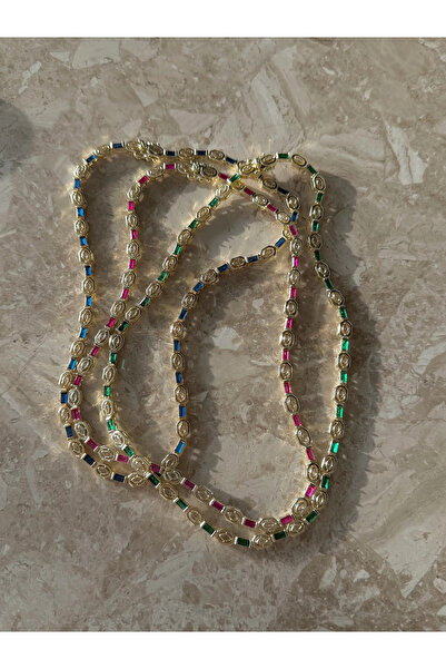 h&b design jewel Vip Renkli Baget Taşlı Kolye