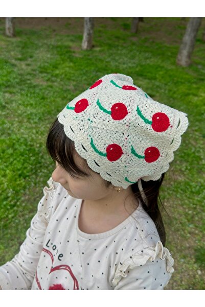 Toka Kutum Kids Store Cherry Patterned Knitted Bohemian Bandana