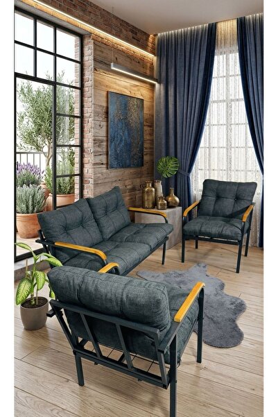 Madame Home Antrasit Balkon, Bahçe,Teras,Cafe - Salon - Metal Kanepe Koltuk T...