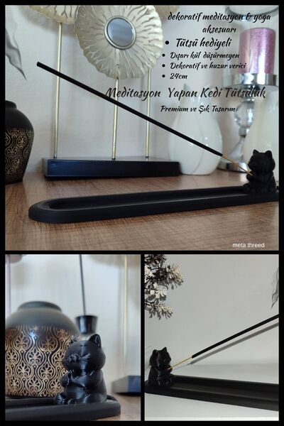 MODA Meditasyon Yapan Kedi Tütsülük ( 24cm )