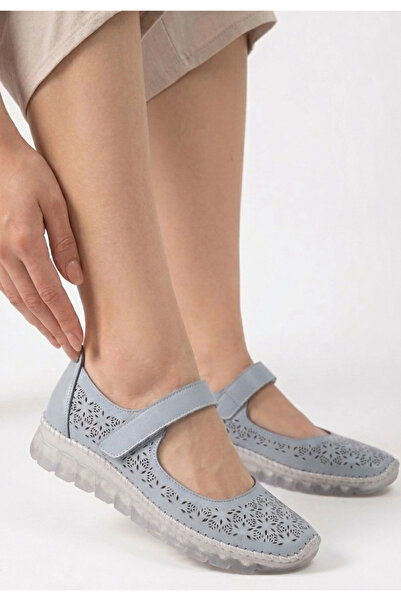 ARMÜZ Παπούτσια μπαλαρίνας Sina White Leather Velcro