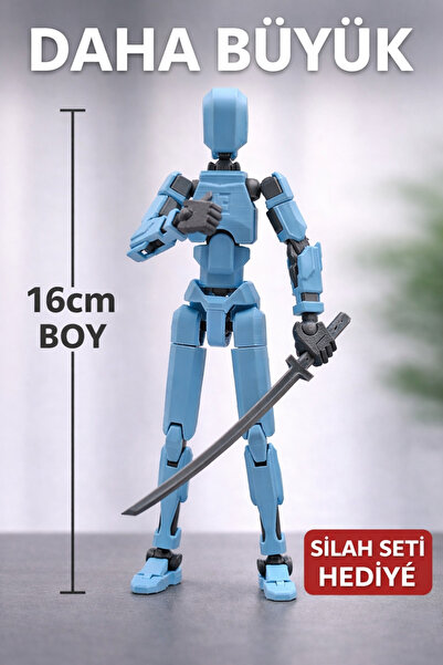 3D 1 Adet PETG Filament Baskı Oynar Eklemli Robot Oyuncak (Aksesuar Hediyeli)