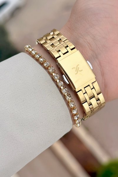 Daniel Klein 22 mm Women's Wristwatch with Pearl Dial and Gold Color Adjustable Strap