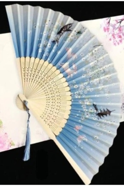 aysa stil Ahşap desenli yüksek kaliteli Japon bambu yelpazesi