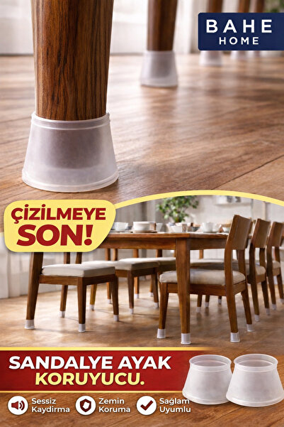 bahe home 1 Adet Beyaz Silikon Sandalye Ayağı Koruyucu Zemin Çizmez Kaydırmaz...