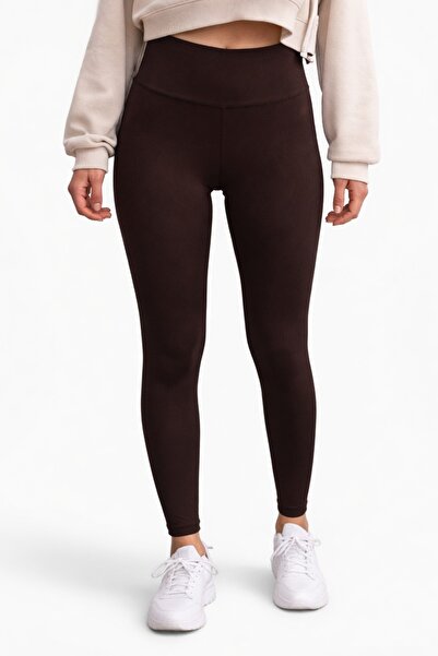 Kadın Yüksek Bel Toparlayıcı Tayt Slim Fit Esnek Günlük kahverengi Tayt