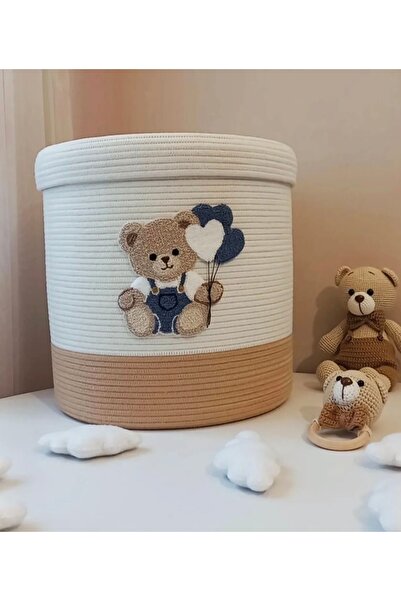 Berçak Home Ψάθινο καλάθι οργάνωσης παιδικού δωματίου, καλάθι βρώμικων πραγμάτων