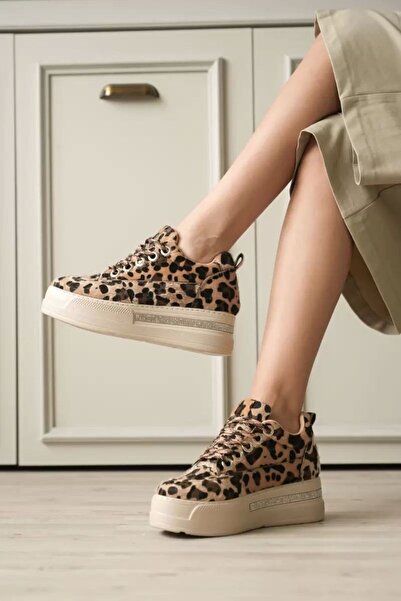 Belinora Γυναικείο αθλητικό παπούτσι με κρυφό τακούνι και λεοπάρ σχέδιο TR04M...