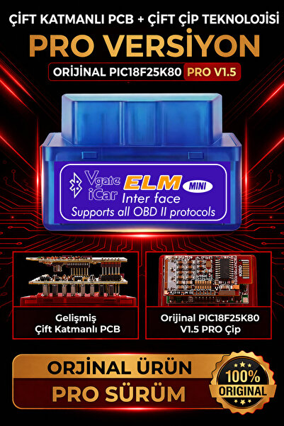 vgate icar OBD2 Portu Uyumlu Çİft Anakar ORJİNAL CHİP Arıza Tespit Cihazı İos...