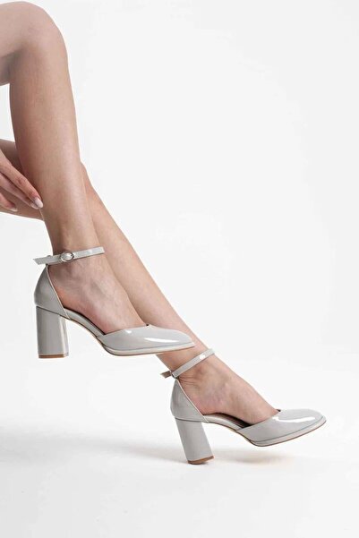 Belinora Γκρι λουστρίνι γυναικείο Παπούτσι με τακούνι TR18MS04D