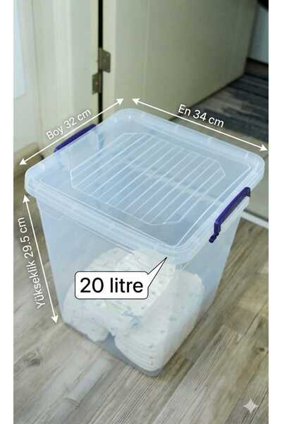 ZİVORA Set of 2 20 Liter (20X2) Vertical Deep Food Storage Containers with Plastic Locking Lids Home Organizer