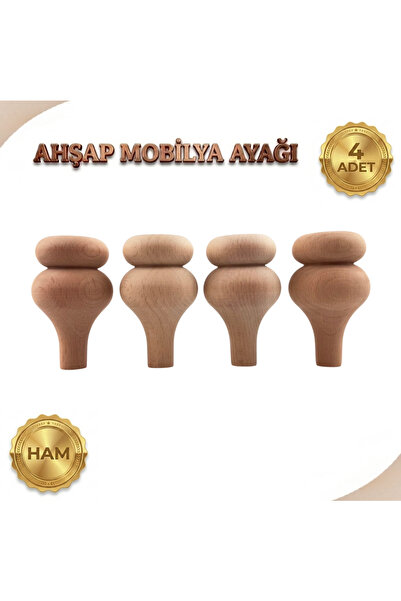 akyolahsap M09 - Klasik Mobilya Ayağı | Topuz Ayak | Kayın Ahşap 4'Lü Set – 1...