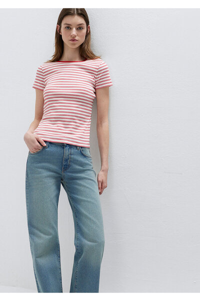 Mavi Ριγέ Κόκκινο Μπλουζάκι Εφαρμοστό / Στενή Γραμμή 1613928-89387