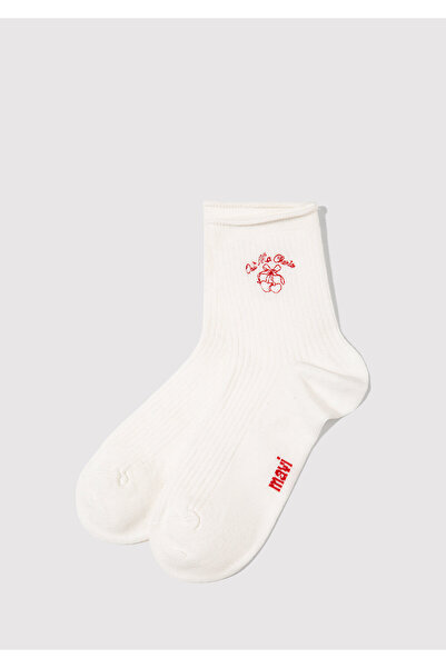 Mavi Ecru-Socken mit Stickerei-Detail 1913869-20814