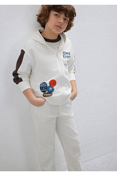 Mavi Bedrucktes Kapuzen-Sweatshirt in Ecru 6S10165-70057