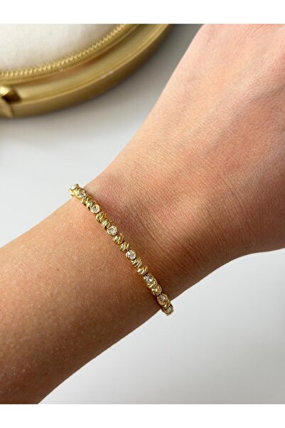 Arthesia Jewelry Zirkon Taşlı Premium Çelik Bileklik – Altın Renk, Kararmaz, ...