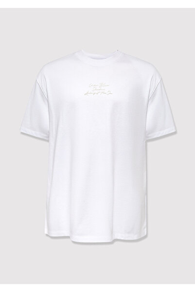 Mavi Bedrucktes weißes T-Shirt mit lockerer Passform / lockerem, bequemem Sch...