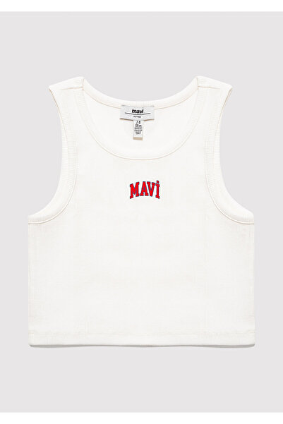 Mavi Ecru-T-Shirt mit Logo-Print, figurbetonte Passform 7610336-20814