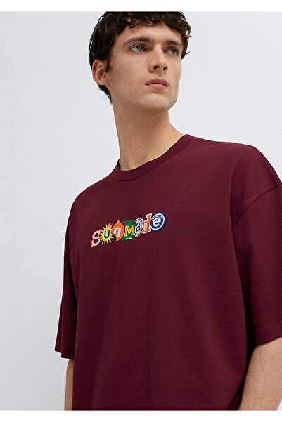 Mavi Sunmade bedrucktes weinrotes T-Shirt in Übergröße / weiter Schnitt 06136...