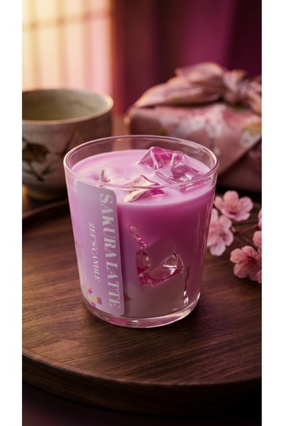 ZEFS CANDLE ZEF'S CANDLE SOYA WAX & JEL SAKURA LATTE CAM BARDAK KOKULU MUM 30...