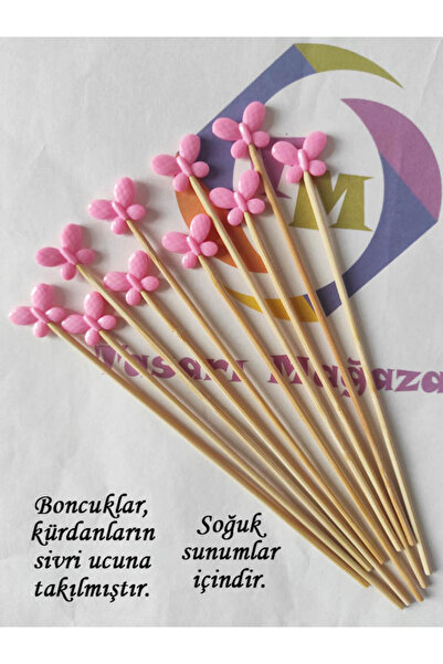 BEYHAN BAYHAN 15 Cm Uzun Kürdan-10 Adet Büyük Şeker Pembesi Kelebek Boncuklu ...