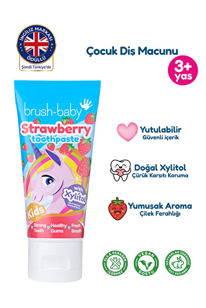 Brush-Baby 3+ Yaş Çocuk Diş Macunu - Doğal Çilek Aromalı - 50 ml
