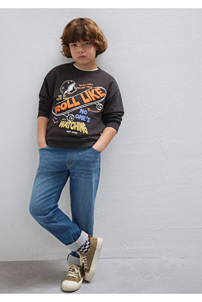 Mavi Roll Like Bedrucktes Anthrazit-Sweatshirt 6S10179-70087