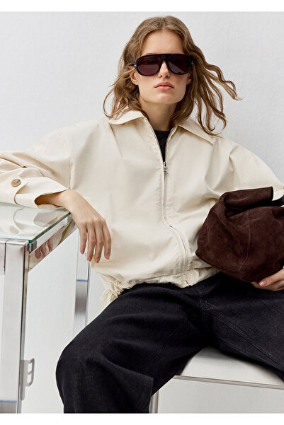 Mavi Ecru-Jacke mit Reißverschluss, Oversize / weiter Schnitt 1110830-70065