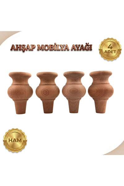 M04 - Konsol Ayağı | Dolap Ayağı | Kayın Ahşap 4'Lü Set - 12 cm